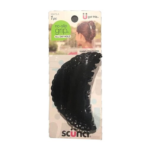 Scunci No-Slip Grip Lacey Claw Clip, Dark Brown/Black, Large ( 1 piece )