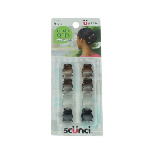 Scunci No-slip Grip Mini Oval Top Jaw Clips, 8 Count