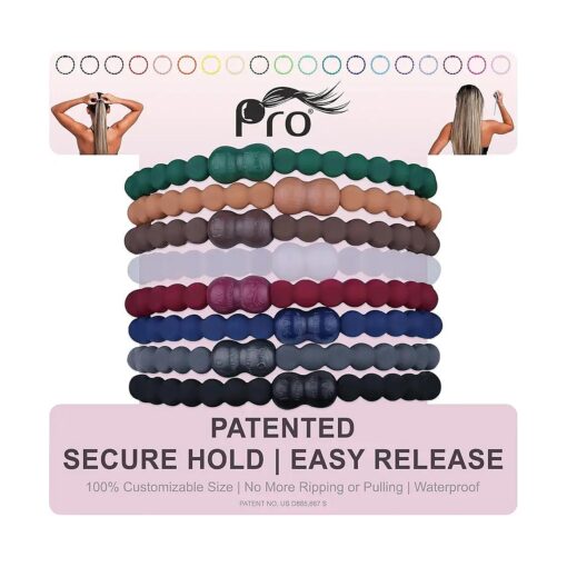 PRO Hair Tie - Easy-Release Clasp - Secure Hold - No Damage - Great for ANY Active Lifestyle ( Earth Pack of 8 )