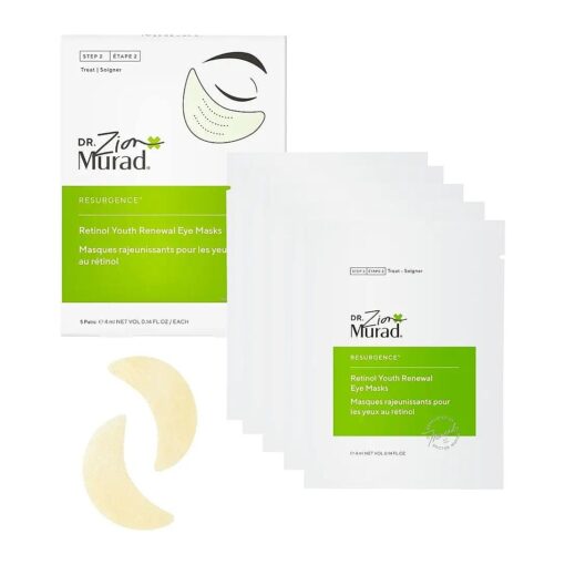 Murad Dr. Zion Retinol Youth Renewal Eye Masks - No-Slip Under Eye Patches for Fine Lines, Wrinkles, Crow 's Feet and Puffy Eyes - Full Absorption Treatment Strips