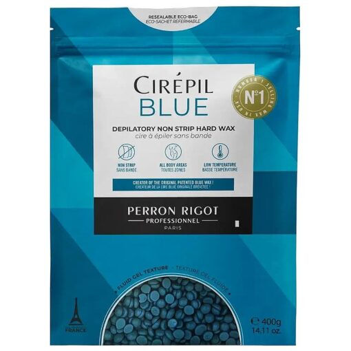 Cirepil Blue 400g Unscented All-Purpose Wax Beads - Perfect for Sensitive Skin, Easy Removal Peel-Off Texture, Fluid Gel, NO STRIP NEEDED