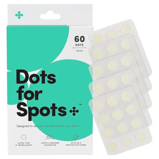 Dots for Spots Pimple Patches for Face - Pack of 60 Hydrocolloid Acne Patch - Invisible Zit Stickers Treatment for Face and Body - Mighty, Fast-Acting, Vegan & Cruelty Free Korean Skin Care