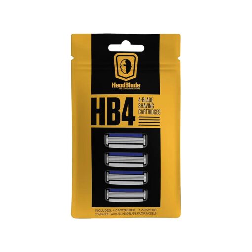 HeadBlade Men 's HB4 Refill Shaving Razor Blades, Stainless Steel Blades for No Tugging or Pulling, Shave Less, Works for Face, Body, and Scalp ( Pack of 1 )