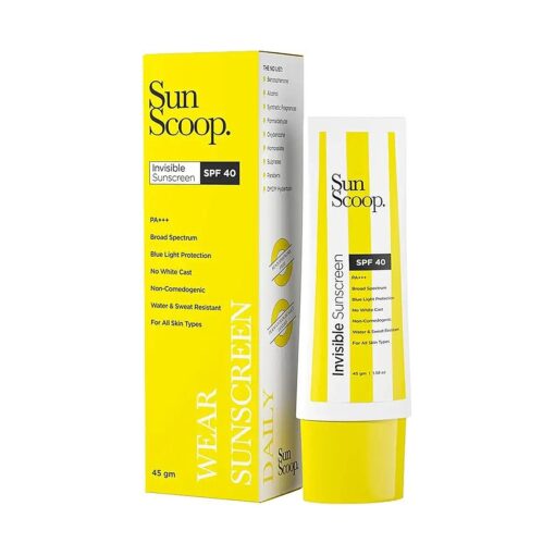 Invisible Sunscreen Cream SPF 40 PA+++ | No White Cast | Gel Based Sunscreen | Transparent & Lightweight, Water & Sweat Resistant | 1.5 Ounce