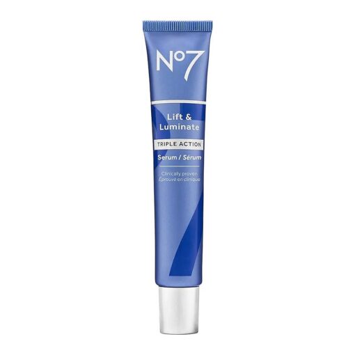 No7 Lift & Luminate Triple Action Face Serum - Collagen Peptide Anti Wrinkle + Brightening Emblica & Vitamin C Serum + Pro Retinol Skin Firming Hyaluronic Acid & Hibiscus ( 50ml )