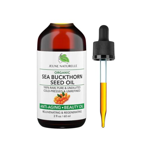 Sea Buckthorn Oil Organic, From Fruit & Seeds, 100 % Pure RAW Virgin Cold-Pressed Undiluted Unrefined, Fast Absorbing, Travel Size, Non-Comedogenic