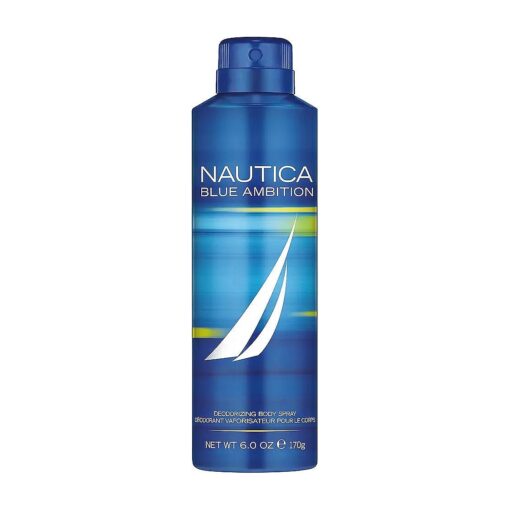 Nautica Blue Ambition Body Spray, Non-Drying, Vegan Formula, Bold Fresh Scent, 6.0oz