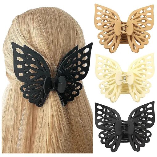 Butterfly Hair Clips/ Claw Hair Clips for Women for Thick Hair Matte Medium Hair Clips ( 3Pcs )