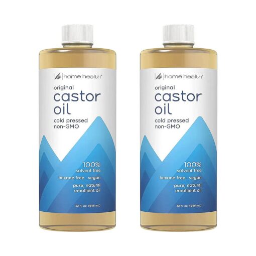 Home Health Castor Oil - 32 fl oz, Pack of 2 - Conditioning Oil for Body, Skin & Brows - Non-GMO, USDA-Certified Organic - Cold Pressed - Solvent & Hexane Free