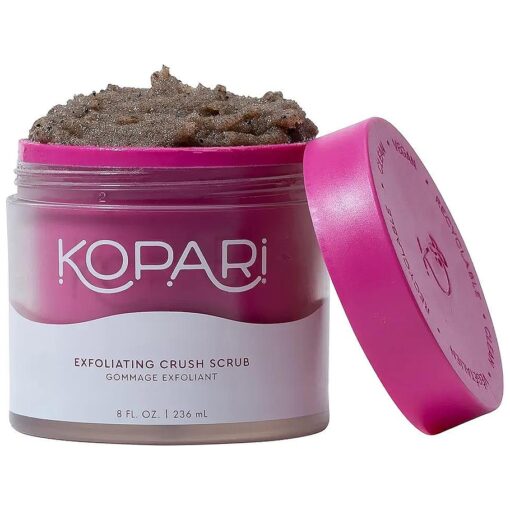 Kopari Coconut Crush Scrub - Brown Sugar Scrub to Exfoliate, Shrink the Appearance of Pores, Help Undo Dark & Age Spots + More With 100 % Organic Coconut Oil, Non GMO, and Cruelty Free, 8 Oz