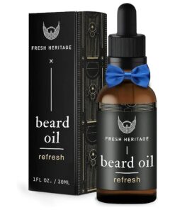 Fresh Heritage 1 fl.oz, Mens Beard Oil - Premium Beard Softening Oil - All Natural Beard Oil, Cruelty Free & Scented Beard Products - Thicker Beard Oil For Softer, Fuller Beard - Refresh Scent