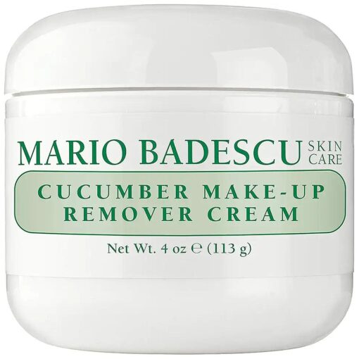 Mario Badescu Cucumber Makeup Remover Cream with Non-Greasy Formula - Emollient Cold Cream Makeup Remover for Heavy and Waterproof Make Up - Ideal for Dry or Sensitive Skin, 4 Oz