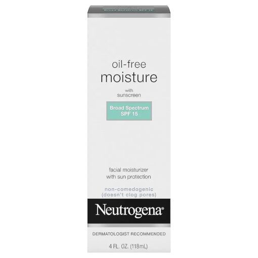 Neutrogena Oil Free Daily Long Lasting Facial Moisturizer & Neck Cream - Non Greasy, Oil Free Moisturizer Wo n't Clog Pores - SPF 15 Sunscreen & Glycerin, 4 fl, oz