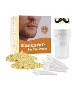 Nose Wax Kit, 100g Wax, 30 Applicators, Nose Ear Hair Instant Removal Kits from Wokaar ( 15-20 Times Usage ) .Nasal Waxing Kit for Men and Women, Safe Easy Quick & Painless.10 Mustache Guards