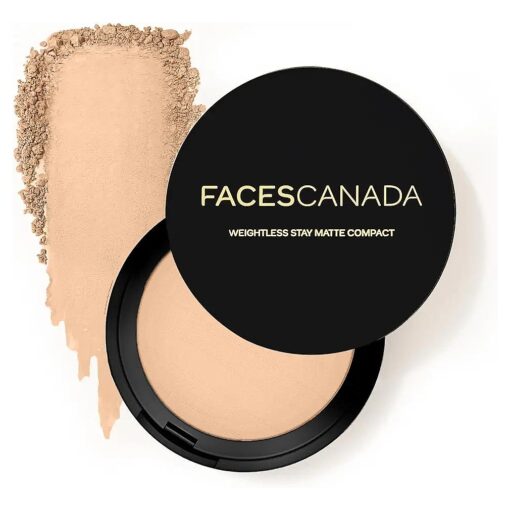 FACES CANADA Weightless Matte Finish Compact Powder - Beige 03 | 9 g | Non Oily Matte Look | Evens Out Complexion | Hides Imperfections | Blends Effortlessly | Pressed Powder For All Skin Types