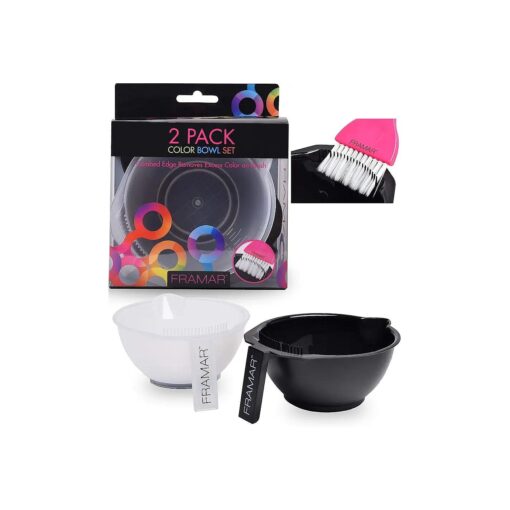 Framar Color Bowl with Cleaner Set - Mixing Bowls - For Hair Color, Hair Bleach, Hair Dye, Coloring - Coloring Set - 2 Pack Bowls