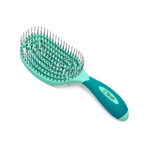 NuWay 4Hair ( r ) Patented Curved and Vented Hair Dryer Safe Detangling C Brush ( r ) ( Aqua )