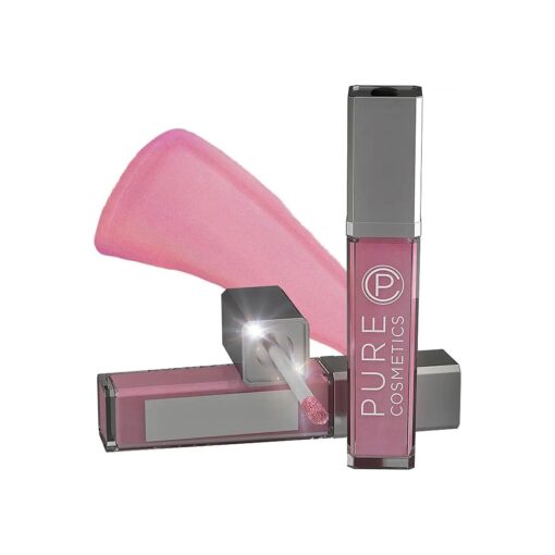 Pure Cosmetics Pure Illumination Lip Gloss with Light and Mirror - Hydrating, Non-Sticky Lanolin Lip Glosses in Push Button LED-Lit Lip Gloss Tube for Easy On-The-Go Application, Ooh La La