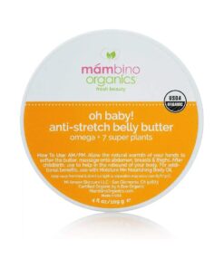 Mambino Organics Anti-Stretch Mark Cream for Pregnancy - Nonsticky, Organic Belly Butter with Shea, Cocoa Butter, Vitamins, Omegas - Natural, Vegan 1st-Trimester Pregnancy Must-Haves, 4 oz .