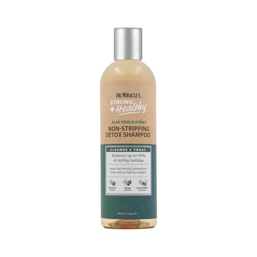 Dr, Miracle 's Strong & Healthy Non Stripping Detox Shampoo, Contains Aloe Vera, Honey and Coconut Water to Combat Dryness, Shedding and Breakage to Support Healthy Hair and a Thriving Scalp, 12 oz .