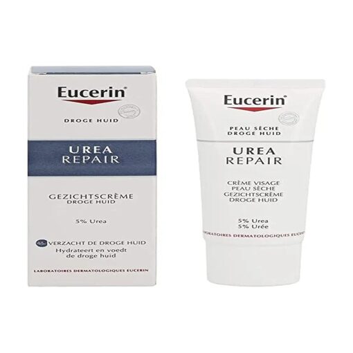 Eucerin 5 % Urea Smoothing Face Cream, 50ml - Hydrating Moisturizer for Dry Skin, Dye-Free, Adult