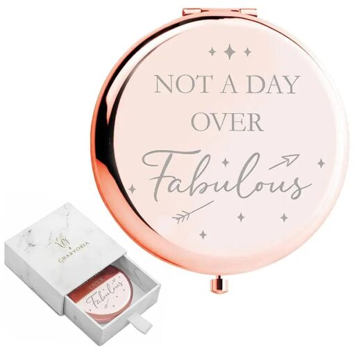 Birthday Gifts for Women - Not a Day Over Fabulous Rose Gold Compact Mirror I Birthday Gifts for Friends 40th 50th 60th 70th 80th Gifts for Women I Birthday Gift Ideas for Her ; Coworker, Aunt, Mom