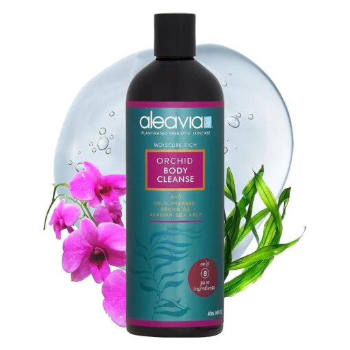 Aleavia Orchid Body Cleanse - Organic & All-Natural Prebiotic Body Wash with Pure Cold-Pressed Orchid Oil - Nourish Your Skin Microbiome - 16 Oz