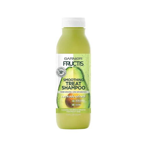 Garnier Fructis Nourish and Smoothing Treat Shampoo for Frizzy Hair, 98 % Naturally Derived Ingredients, Avocado, Coconut, 11.8 Fl Oz