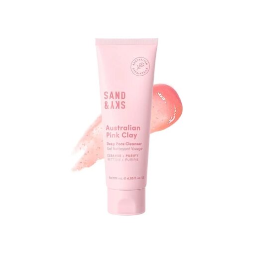 Sand & Sky Australian Pink Clay Deep Pore Cleanser, pH 5.5 Gel Cleanser, Clear Congestion, Reduce Appearance of Pores, Gently Exfoliates, Hydrates & Moisturize Skin ( 4.05 fl oz )