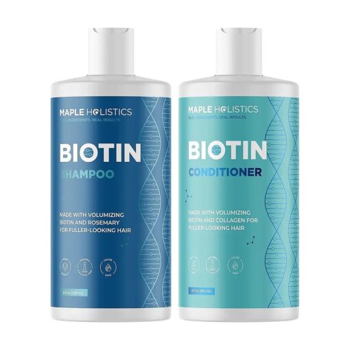 Volumizing Biotin Shampoo and Conditioner Set - Sulfate Free Shampoo and Conditioner for Dry Damaged Hair Care - Thinning Hair Shampoo and Conditioner with Nourishing Biotin and Rosemary Oil ( 8oz )