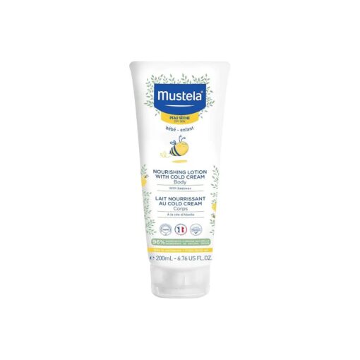 Mustela Baby Nourishing Lotion - Daily Body Lotion for Dry Skin - with Natural Avocado, Cold Cream & Beeswax - 6.76 fl, oz, - Packaging may vary