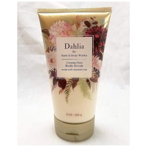 Bath and Body Works Full Size Body Care w/Essential Oils New Fall 2020 Scent - Dahlia - Creamy Petal Body Scrub - 8 oz