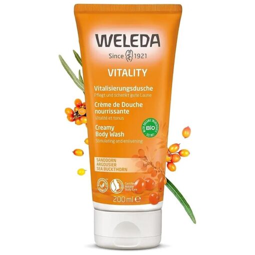 Weleda Hydrating Sea Buckthorn Body Wash, 6.8 Fluid Ounce, Gentle Plant Rich Cleanser with Sea Buckthorn and Sesame Oils