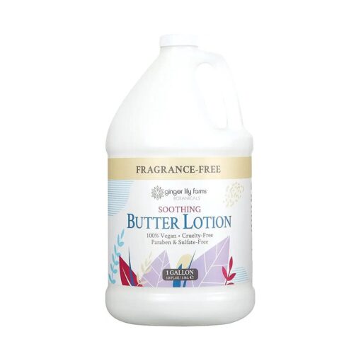 Ginger Lily Farms Botanicals Soothing Butter Lotion for Dry, Sensitive Skin, 100 % Vegan & Cruelty-Free, Fragrance Free, 1 Gallon ( 128 fl oz ) Refill ( pack of 1 )