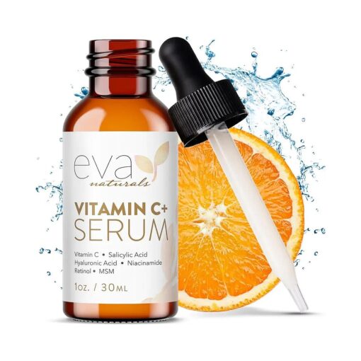 Eva Naturals Vitamin C Face Serum With Hyaluronic Acid - Anti Aging Serum - Reduce Dark Spots, Acne & Wrinkles - Retinol, Niacinamide & Salicylic Acid, Brightening Skin Serum for Glowing Skin