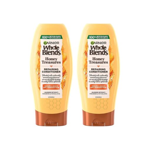 Garnier Whole Blends Honey Treasures Repairing Conditioner, for Dry, Damaged Hair, 22 Fl Oz, 2 Count ( Packaging May Vary )