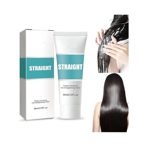 Protein Hair Straightening Cream, New Protein Correcting Hair Straightening Cream, Nourishing Smoothing Collagen Hair Straightener Cream, Curly Hair Straightening Cream for All Hair Types