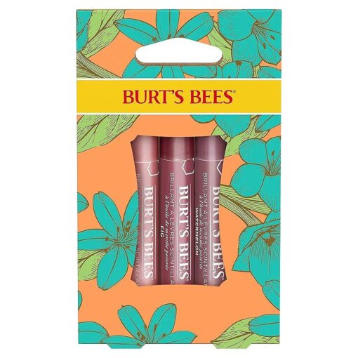 Burt 's Bees Lip Balm Spring Gifts, 3 Nourishing Lip Care Shimmers for All Day Glow, Kissable Color Spring Gift Set -Peony, Fig & Rhubarb ( Packaging May Vary )