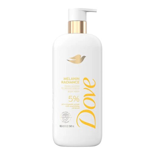 Dove Body Wash Melanin Radiance Nourishes for restored radiance 5 % pro-ceramide serum with nourishing oil blend 18.5 oz