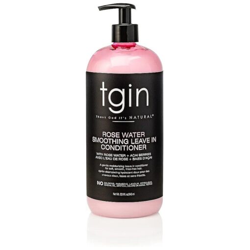 tgin Rose Water Smoothing Leave-In Conditioner for Natural Hair 32 oz JUMBO - Protective Styles - Curls - Kinks - Waves - Great for low porosity hair