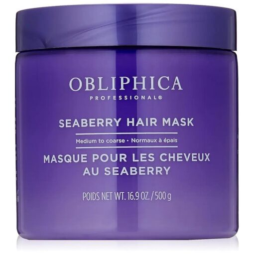 Obliphica Medium to Coarse Seaberry Mask, 1.05 Pound - Nourishing and Restorative Hair Treatment for Medium to Coarse Hair Types, Ensuring Lustrous Shine, Manageability, and Revitalization