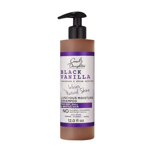 Carol 's Daughter Black Vanilla Moisture Sulfate Free Shampoo for Curly, Wavy or Natural Hair, Moisturizing Hair Care for Dry, Damaged Hair, 12 Fl Oz