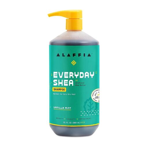 Alaffia EveryDay Shea Shampoo, Gently Cleansing Shampoo for Normal to Dry Hair, Made with Fair Trade Shea Butter, Cruelty Free, Vegan, No Parabens, Vanilla Mint 32 Fl Oz