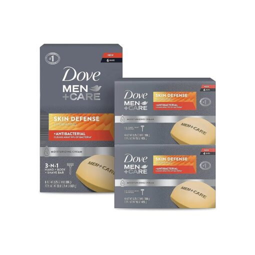 DOVE MEN + CARE Soap Bar For Smooth and Hydrated Skin Care Skin Defense Effectively Washes Away Bacteria While Nourishing Your Skin, 3.75 Ounce ( Pack of 14 )