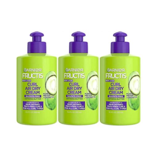 Garnier Fructis Style Curl Nourish Butter Cream Leave-In Conditioner for Curly Hair, 10.2 Ounce Bottle, 3 Count