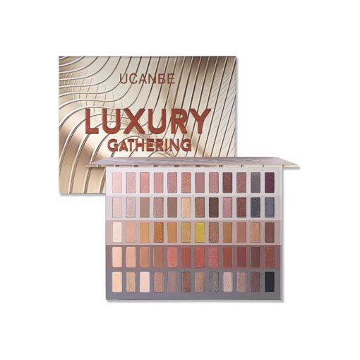 UCANBE Luxury Gathering Neutral Eyeshadow Makeup Palette, Naked Shimmer Matte Metallic Glitter Subtle Eyes Shadow, High Pigmented Nudes Creamy Smokey Pallet Set