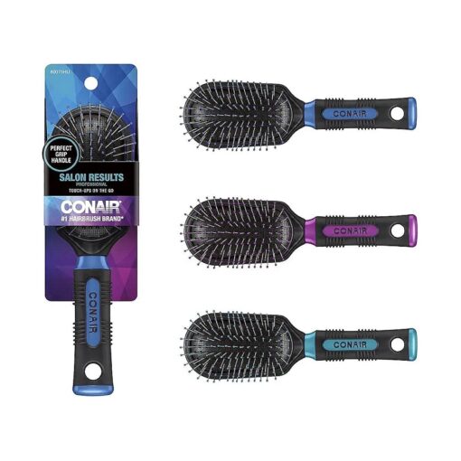 Conair Salon Results Travel Hairbrush, Hairbrush for Men and Women, Hairbrush for Everyday Brushing with Nylon Bristles, Color May Vary, 1 Count