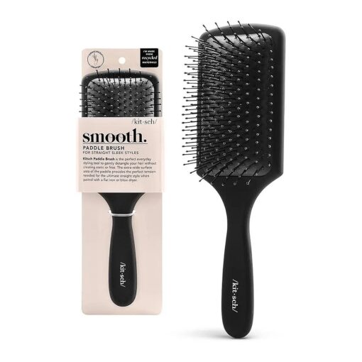 Kitsch Paddle Brush for Blow Drying, Hair Brush for Thick or Thin Hair, Hairbrush for Women with Nylon Bristle, Detangling Brush for Curly Straight Wet Hair, Gently Detangles Without Creating Frizz