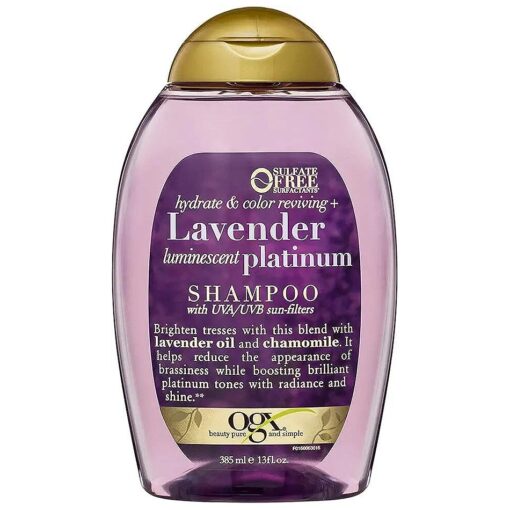 OGX Hydrate & Color Reviving + Lavender Luminescent Platinum Shampoo, 13 Ounce Bottle