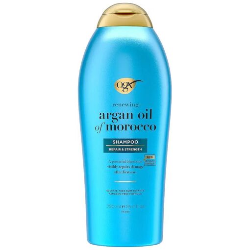 OGX Renewing + Argan Oil of Morocco Shampoo, Damage Repair Shampoo & Argan Oil to Help Strengthen & Repair Dry, Damaged Hair, Paraben-Free, Sulfate-Free Surfactants, 25.4 fl, oz